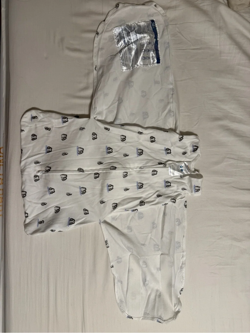 Halo White Baby Sleep Sack with Penguin Motif